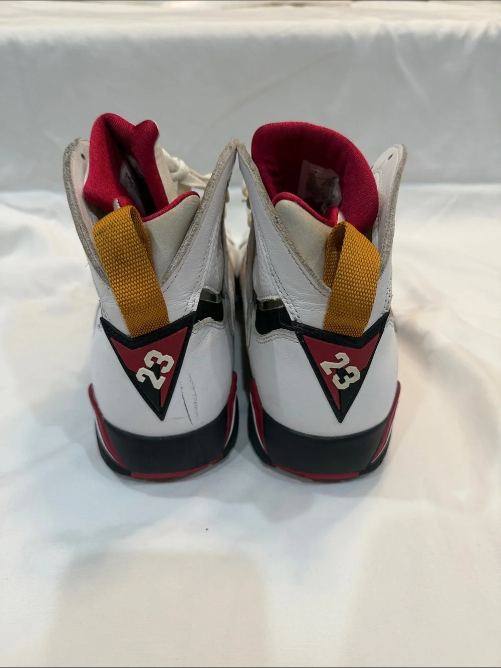 Jordan Men's White Basketball Shoes with Black, Red & Gold Accents